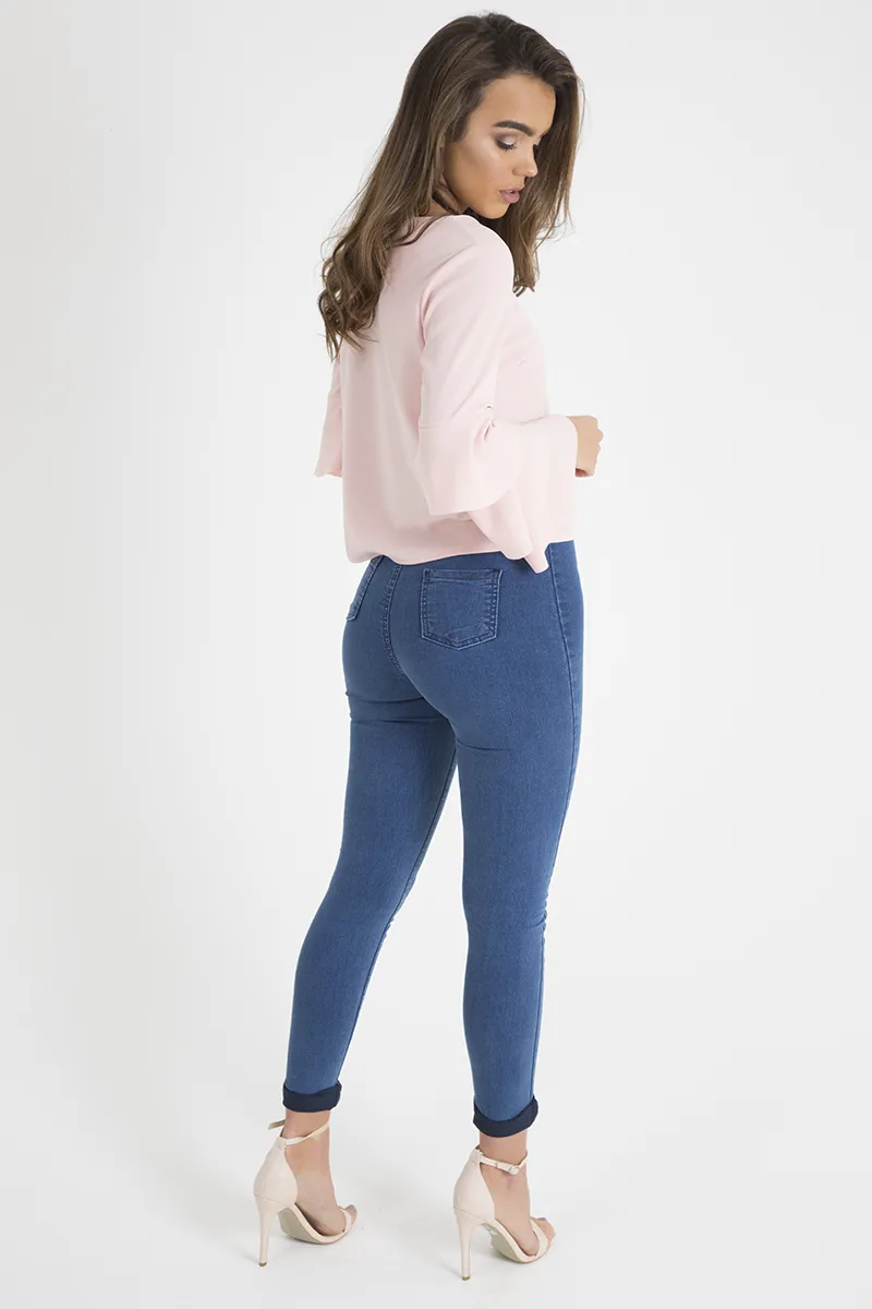 Pink Triple Frill Sleeve Top - Clara