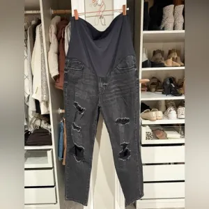 Pinkblush Black Distressed Straight Leg Maternity Jeans
