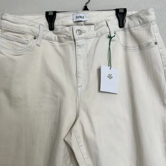 Pistola Women’s High Waist Stretch Ankle Jeans Ecru Size 18W