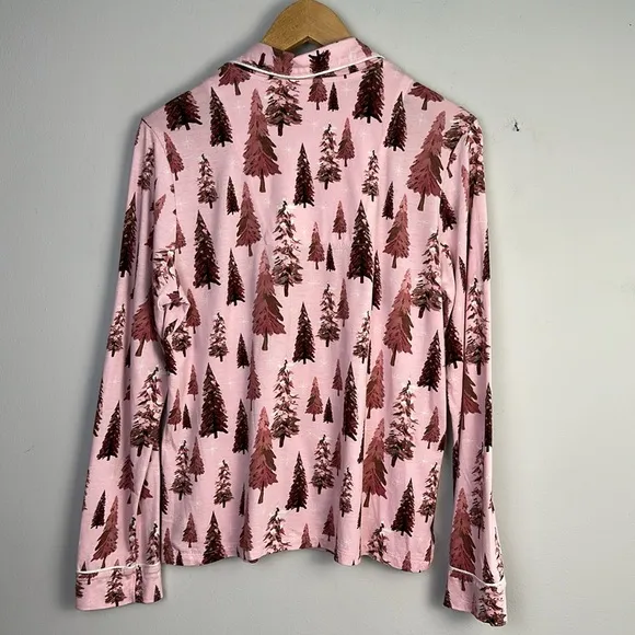 PJ Salvage Trees Happy By Nature Jersey Pajama Set Size S Cotton Rayon Christmas