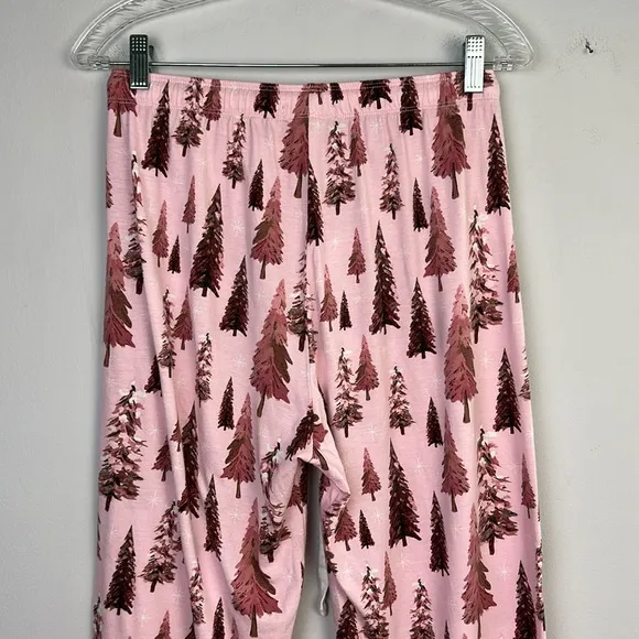 PJ Salvage Trees Happy By Nature Jersey Pajama Set Size S Cotton Rayon Christmas