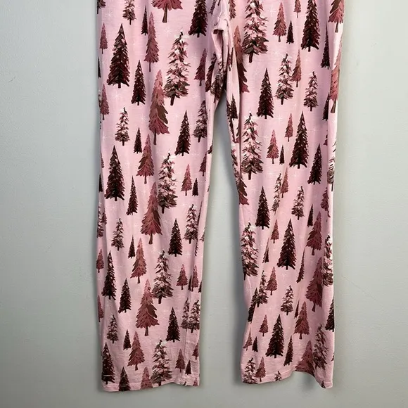 PJ Salvage Trees Happy By Nature Jersey Pajama Set Size S Cotton Rayon Christmas
