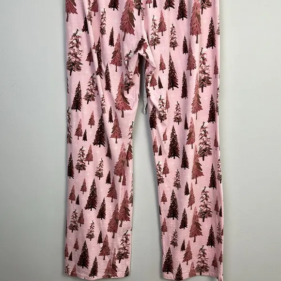 PJ Salvage Trees Happy By Nature Jersey Pajama Set Size S Cotton Rayon Christmas