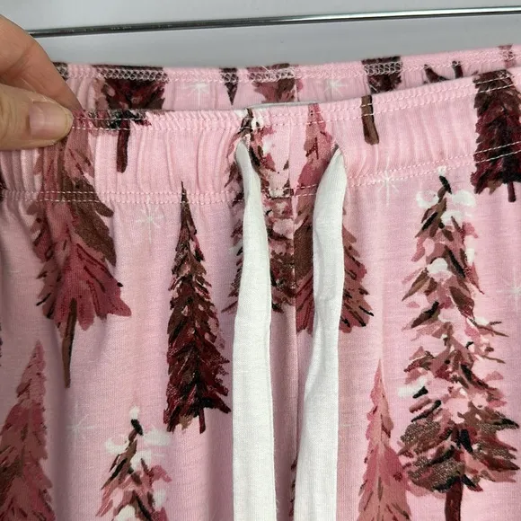 PJ Salvage Trees Happy By Nature Jersey Pajama Set Size S Cotton Rayon Christmas