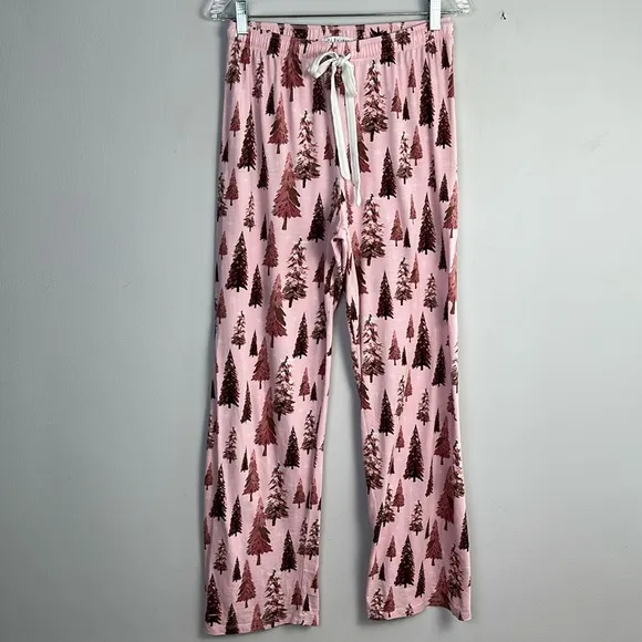 PJ Salvage Trees Happy By Nature Jersey Pajama Set Size S Cotton Rayon Christmas