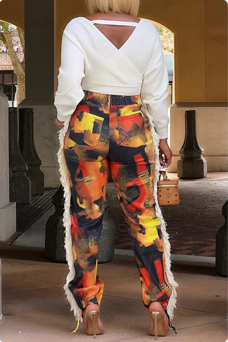 PJ622 Graphic Tassel Pants