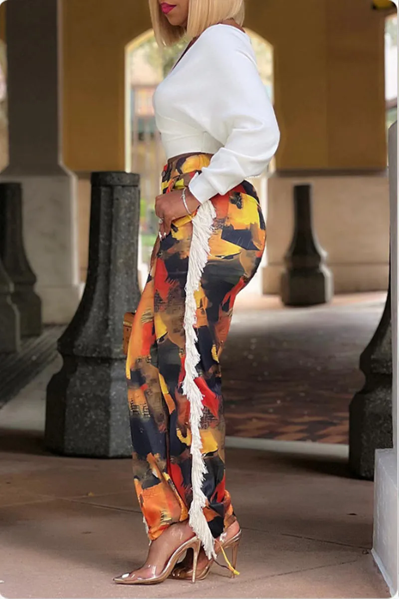 PJ622 Graphic Tassel Pants
