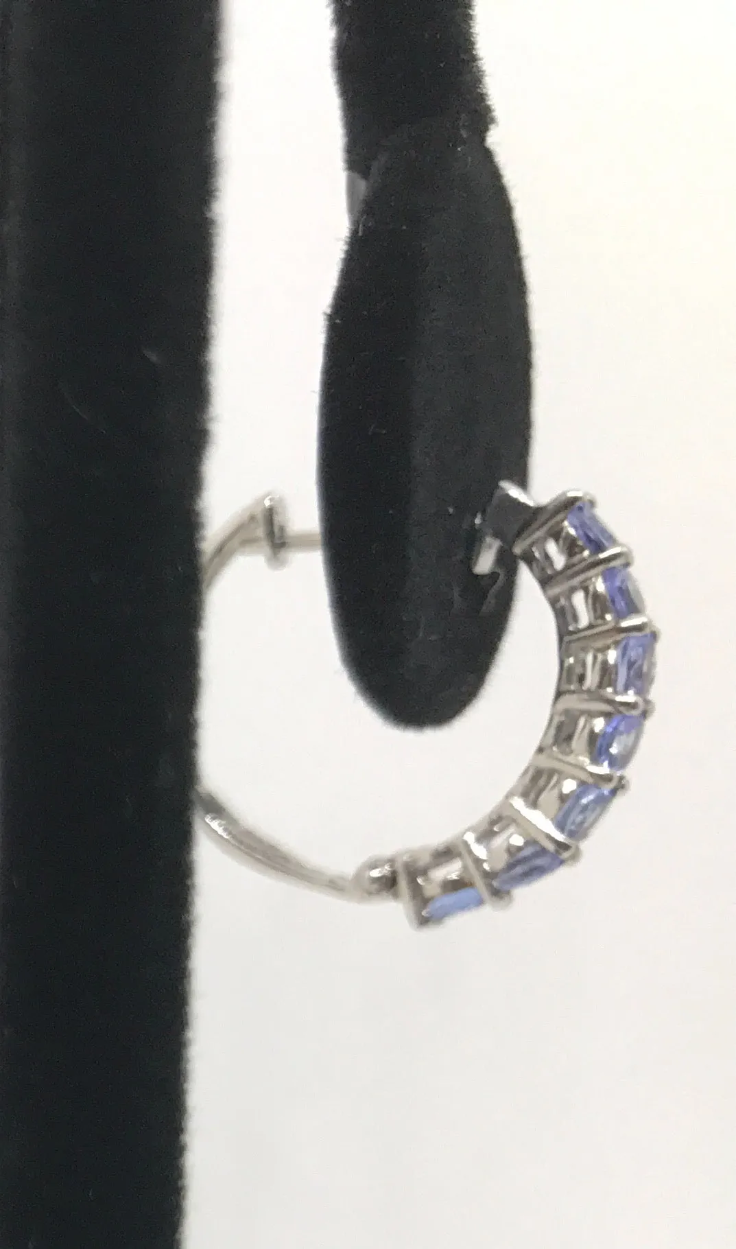 Platinum over Sterling Silver Tanzanite Hoop Earrings