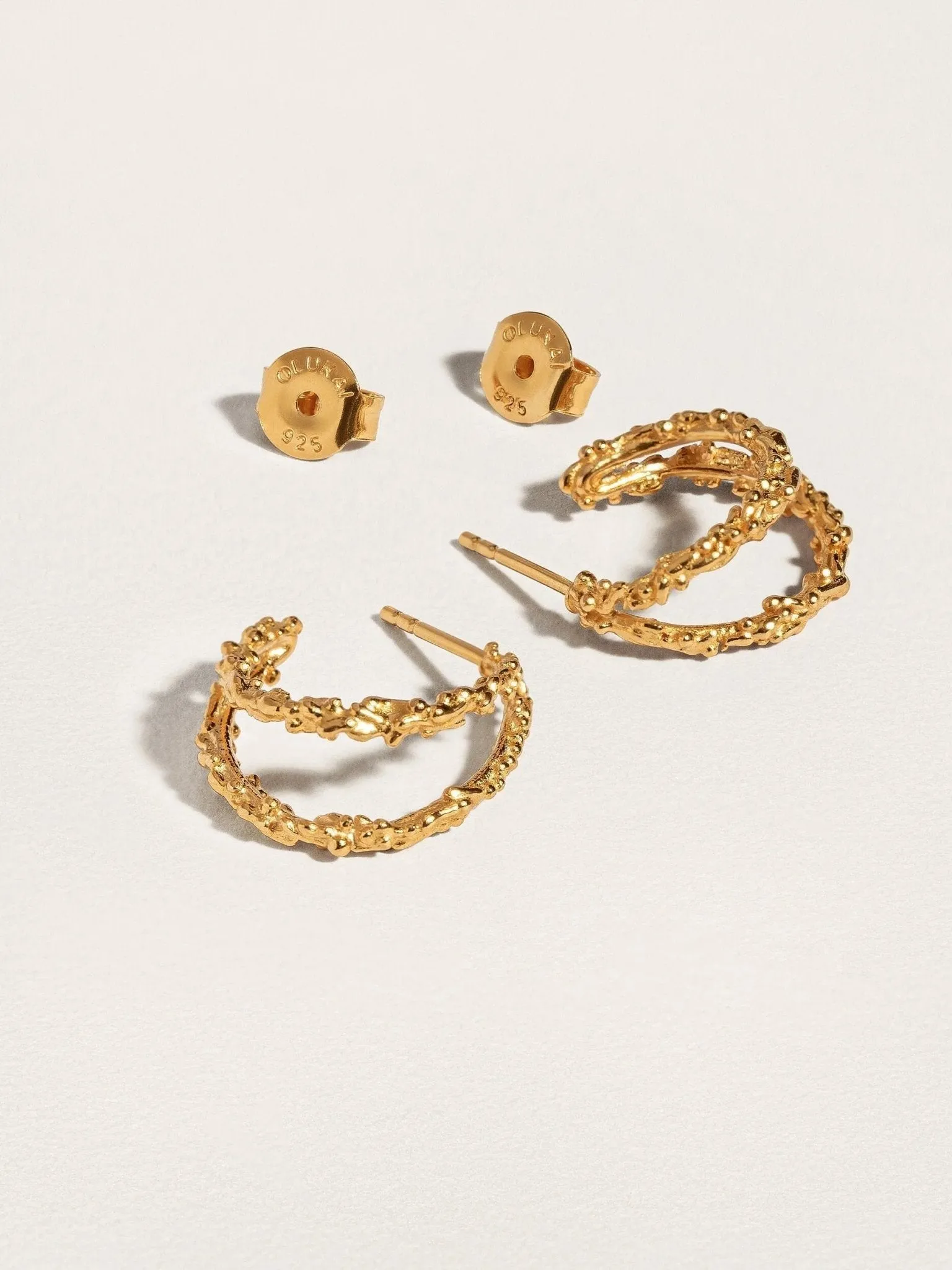 Priana Gold Double Hoop Earrings - 24K Plated, Hypoallergenic