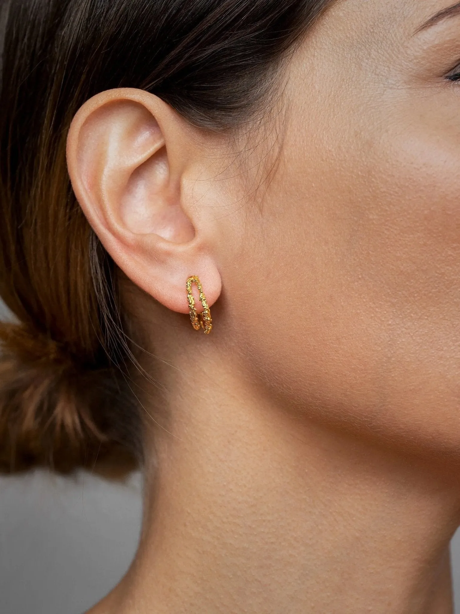 Priana Gold Double Hoop Earrings - 24K Plated, Hypoallergenic