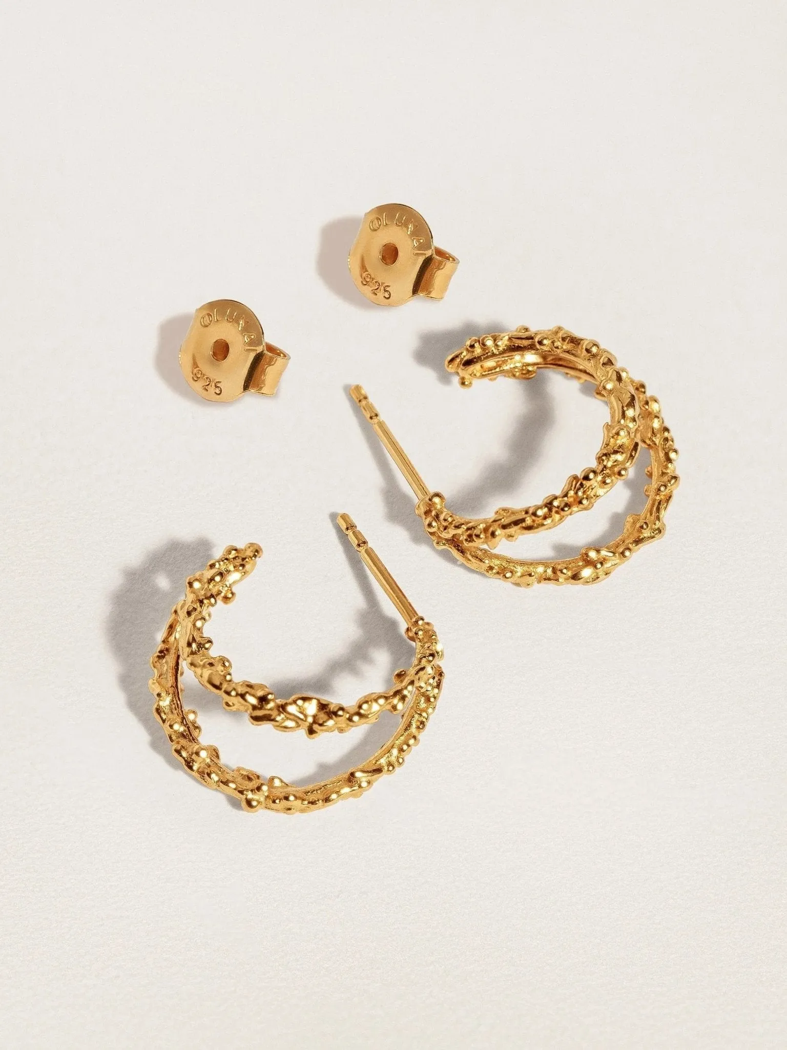 Priana Gold Double Hoop Earrings - 24K Plated, Hypoallergenic