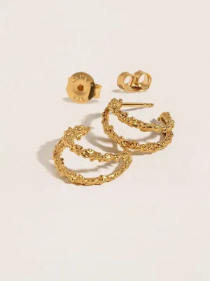 Priana Gold Double Hoop Earrings - 24K Plated, Hypoallergenic