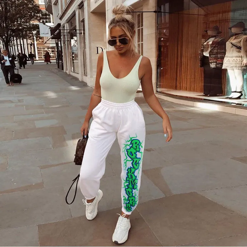 Printed high-waisted tunic trousers