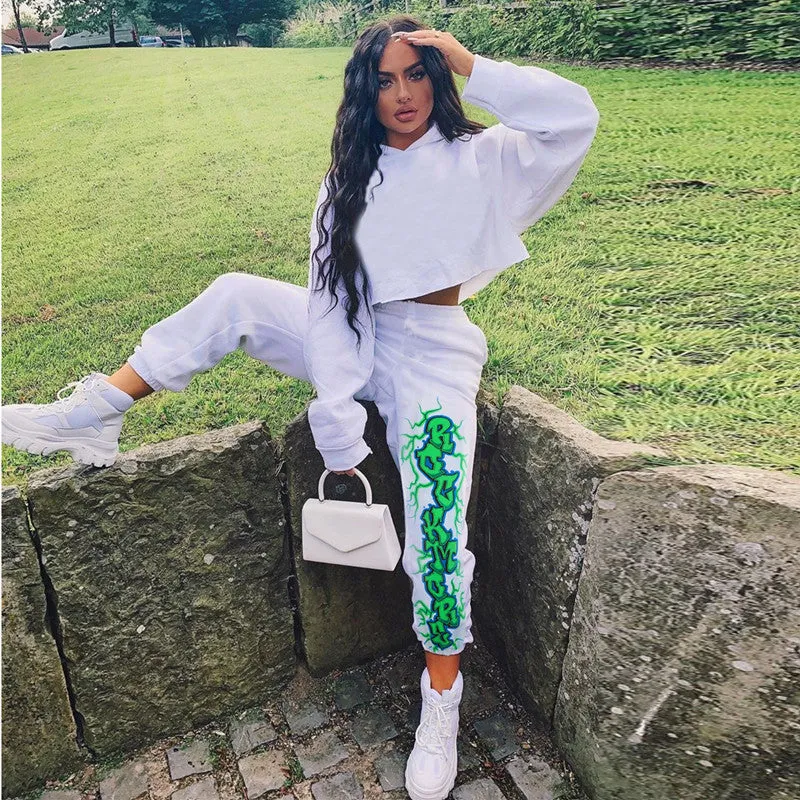 Printed high-waisted tunic trousers