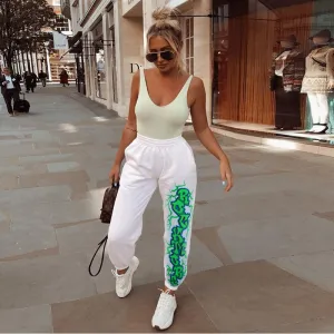 Printed high-waisted tunic trousers