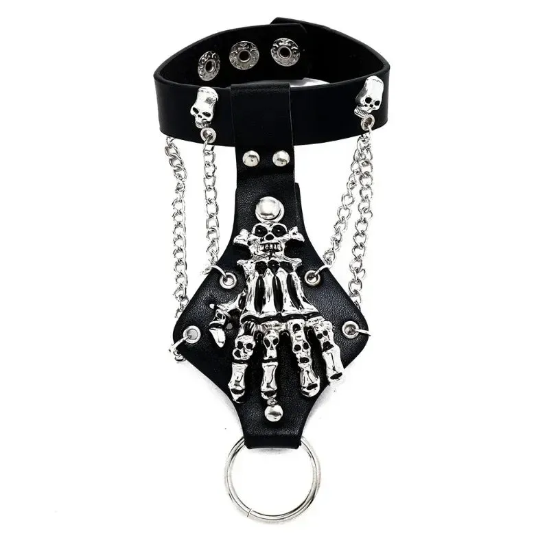 PU Leather Studded Bracelet Adjustable Goth Cuff Bracelet