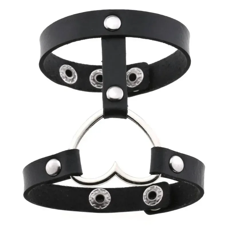 PU Leather Studded Bracelet Adjustable Goth Cuff Bracelet