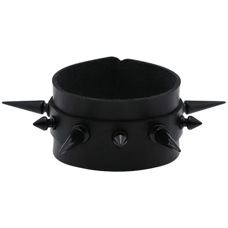 PU Leather Studded Bracelet Adjustable Goth Cuff Bracelet