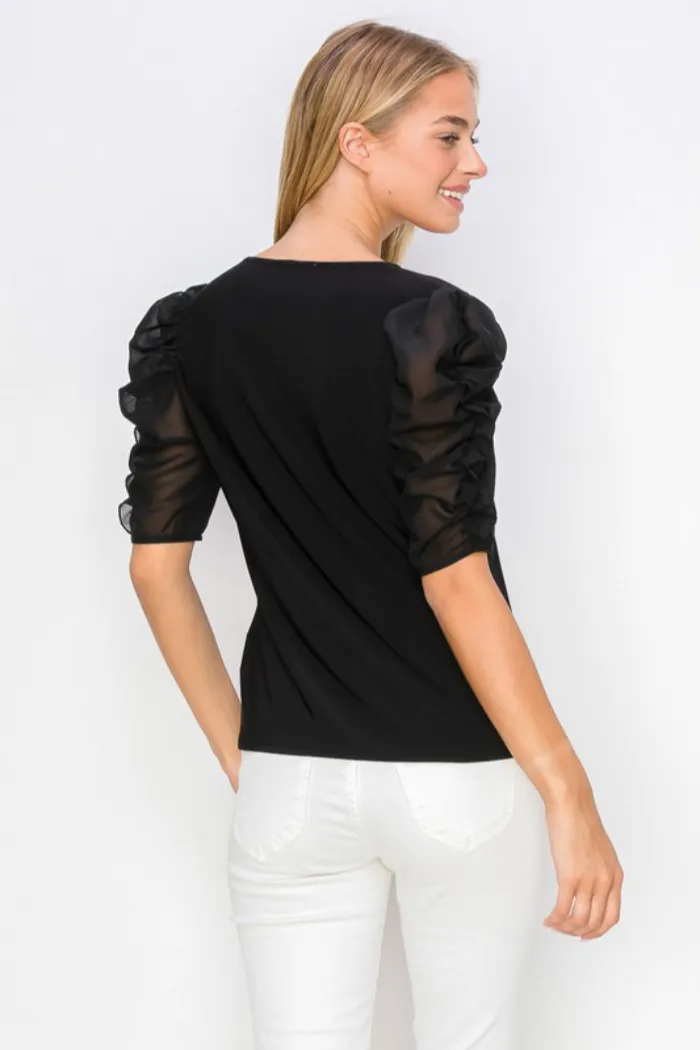 Puff Sheer Sleeve Top
