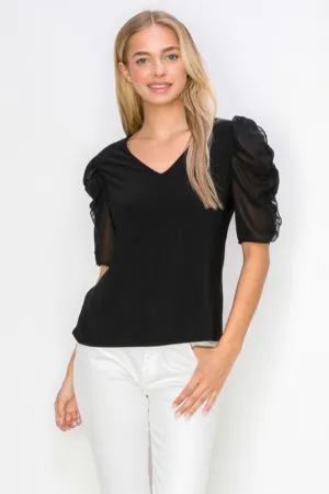 Puff Sheer Sleeve Top