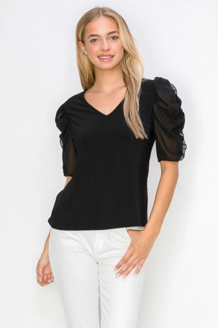 Puff Sheer Sleeve Top