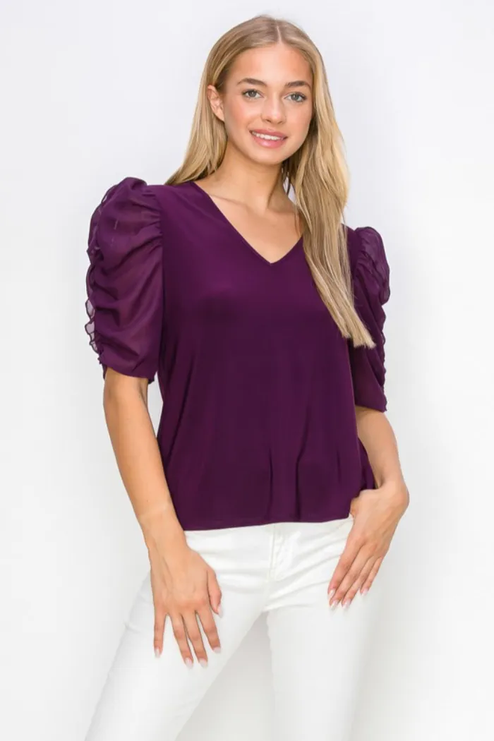 Puff Sheer Sleeve Top