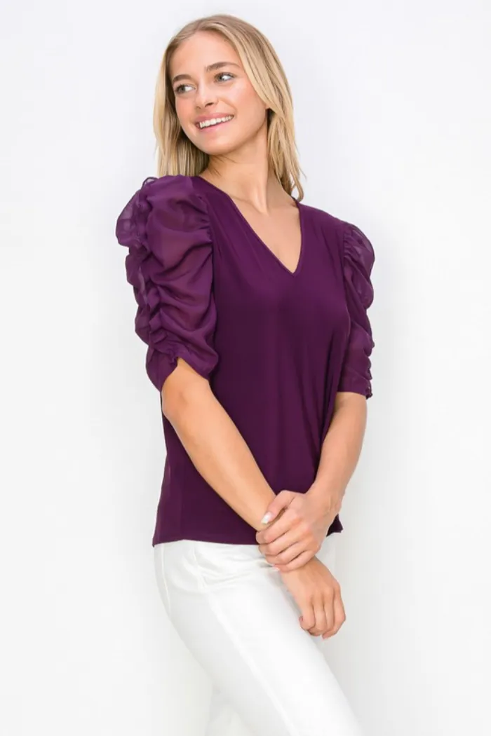 Puff Sheer Sleeve Top