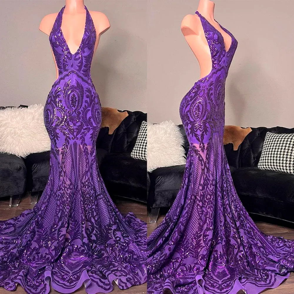 purple prom dresses, mermaid prom dresses, halter prom dresses, formal dresses,DS4920