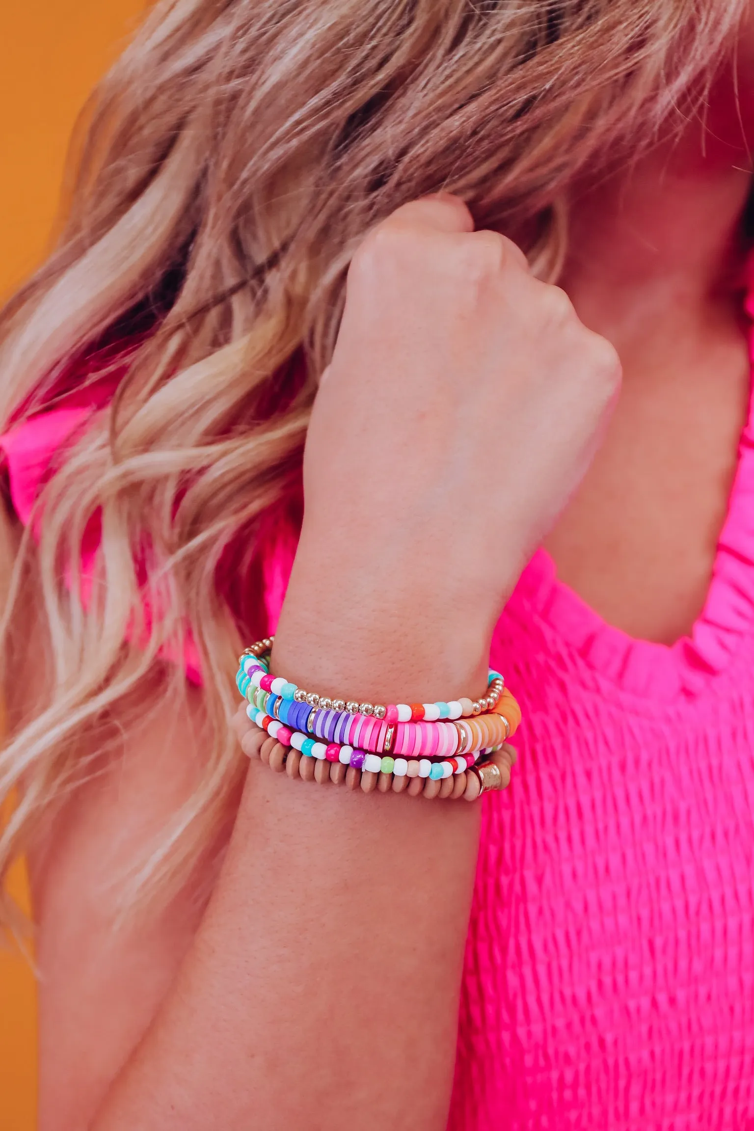 Quatro Multi Beaded Bracelet Set - Gold Multicolor