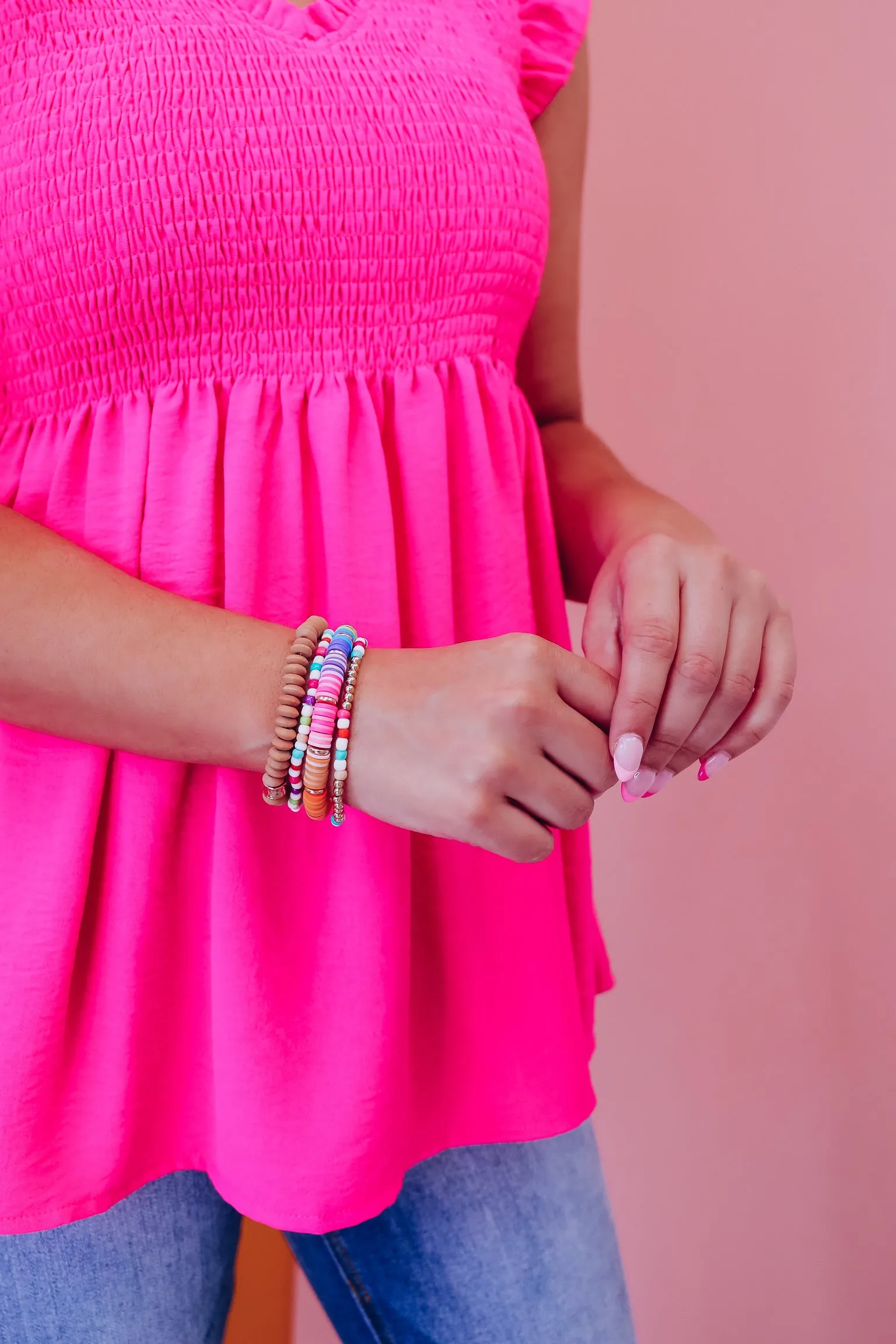 Quatro Multi Beaded Bracelet Set - Gold Multicolor