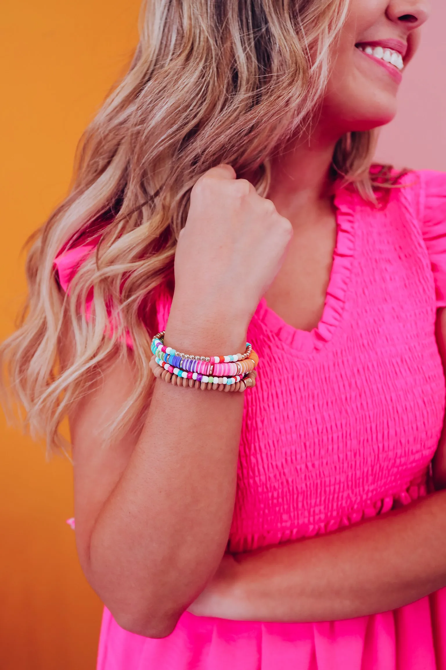 Quatro Multi Beaded Bracelet Set - Gold Multicolor