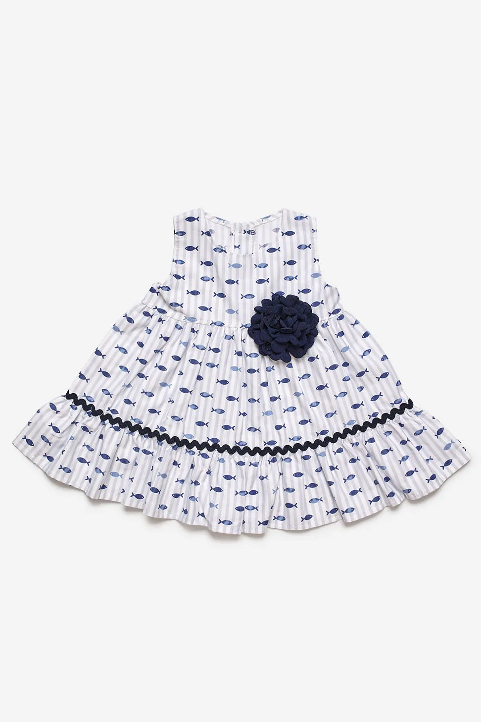 "Juliette" Midnight Blue Fish Print Dress