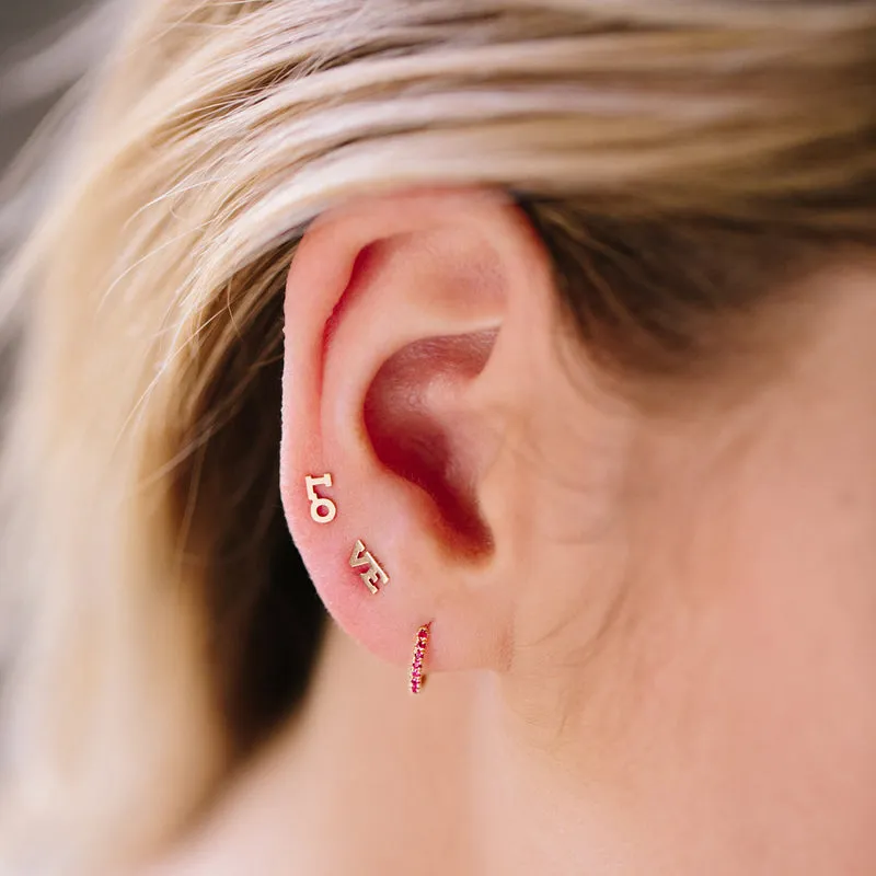 "LO-VE" Studs in Yellow Gold