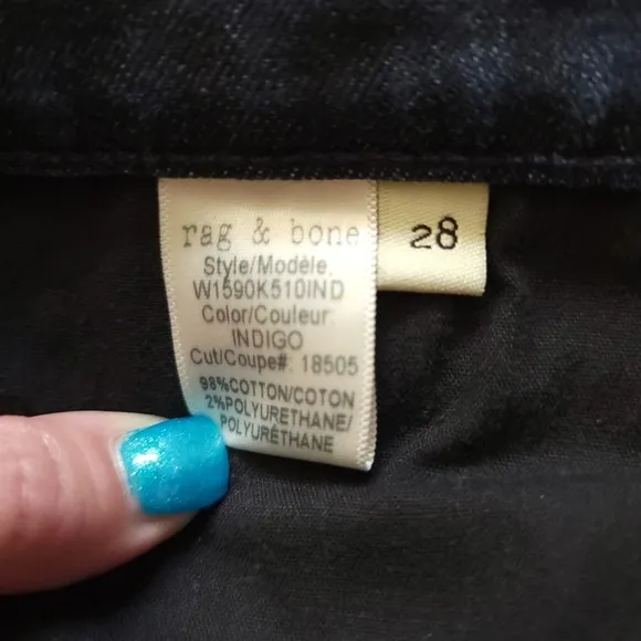 Rag &amp; Bone Dre Low Rise Indigo Distressed Denim Shorts Size 28