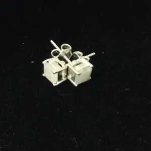 Rainbow Moonstone Square Four Prong Stud Earring