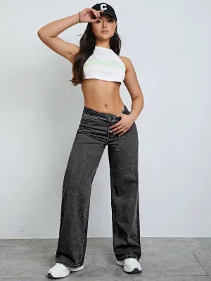 Raven High Rise Straight-Leg Jeans