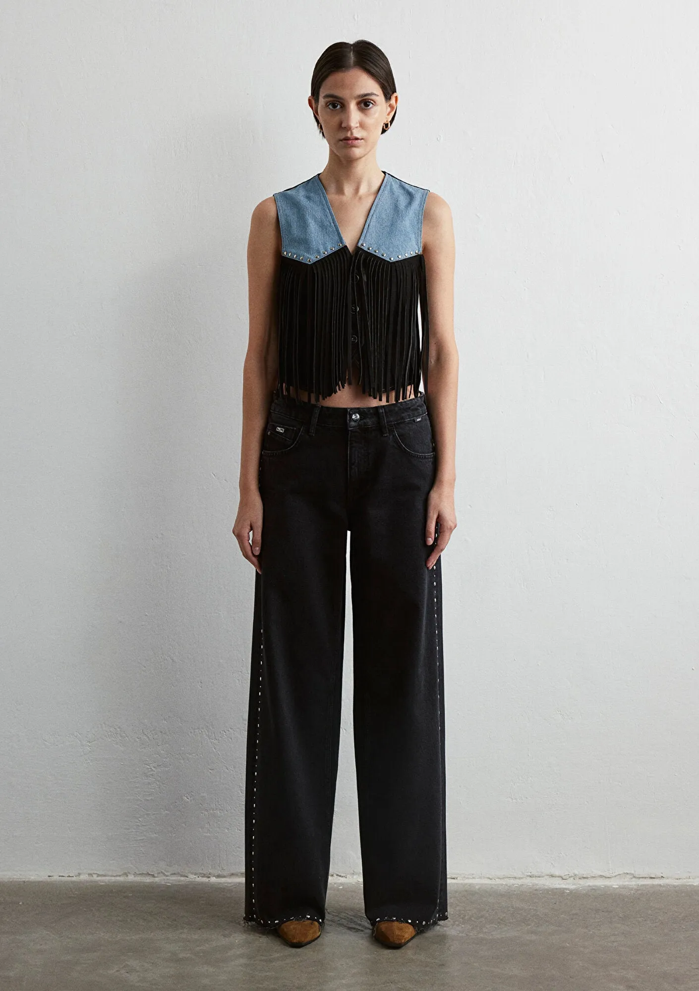 Rebecca Studded Smoke Denim  Jean Pants