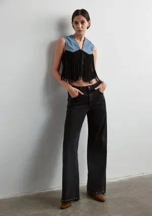 Rebecca Studded Smoke Denim  Jean Pants