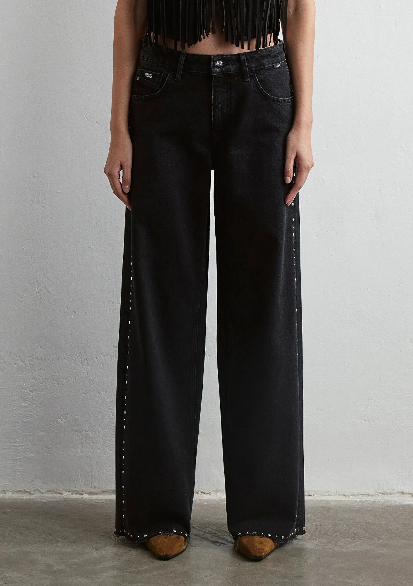 Rebecca Studded Smoke Denim  Jean Pants