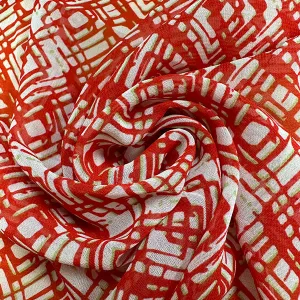 Red Diamond Poly Print Chiffon Fabric