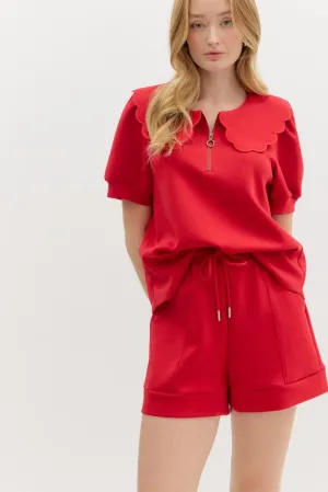 Red Queen Scalloped Set