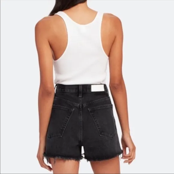 Re/Done High-Rise Frayed-Edge Denim Shorts