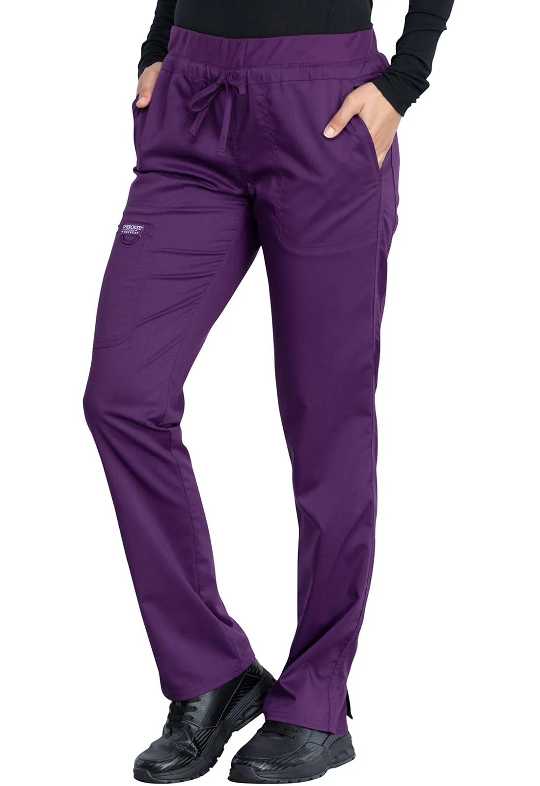 Revolution WW105 Mid Rise Tapered Leg Drawstring Pants Eggplant