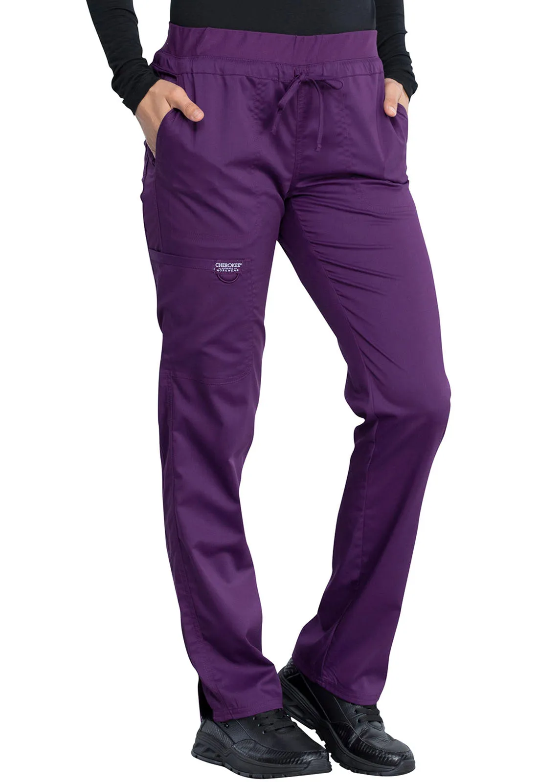 Revolution WW105 Mid Rise Tapered Leg Drawstring Pants Eggplant