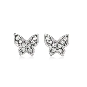 RHODIUM BUTTERFLY CRYSTAL STUD  EARRINGS #HNE87747RDCR (AC11)