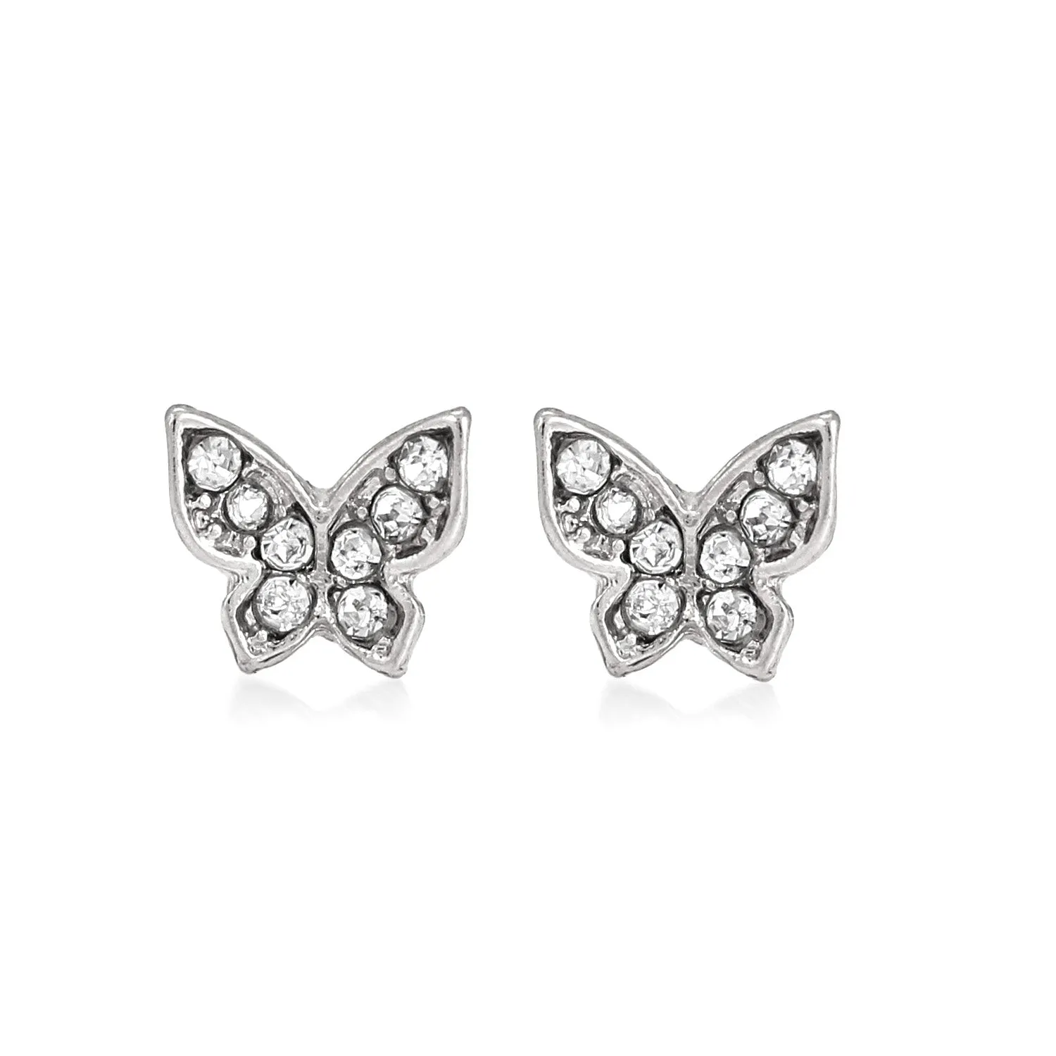 RHODIUM BUTTERFLY CRYSTAL STUD  EARRINGS #HNE87747RDCR (AC11)
