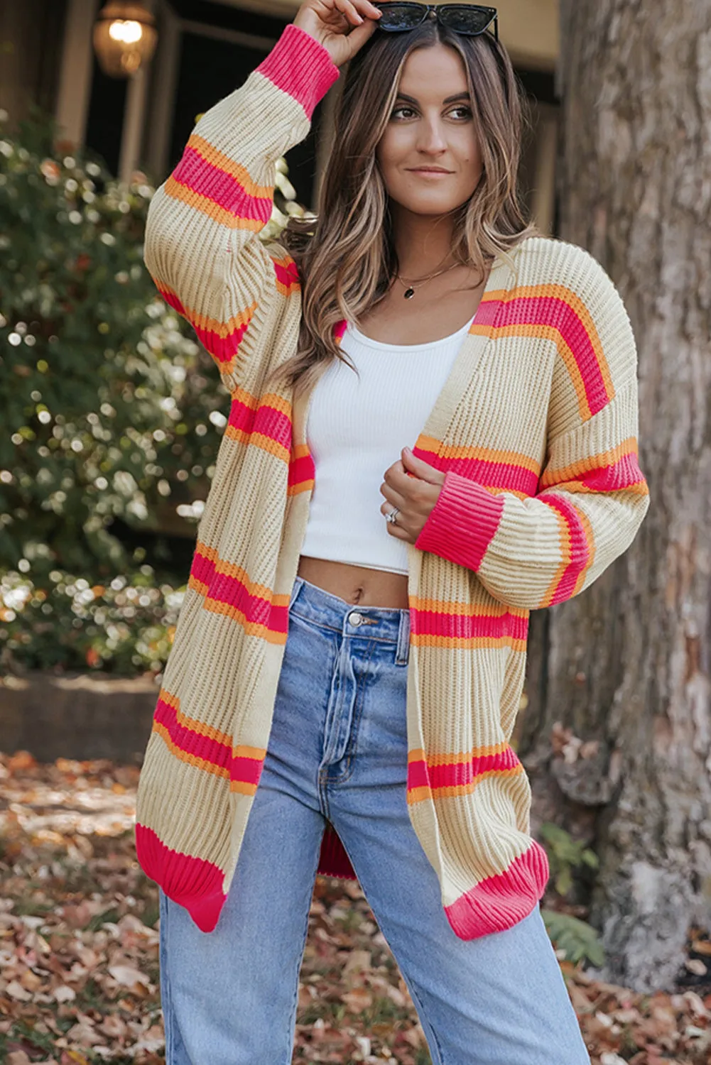 Ribbed Long Knitted Cardigan