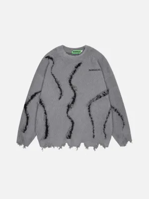 Rimiro - Irregular Patchwork Distressed Sweater