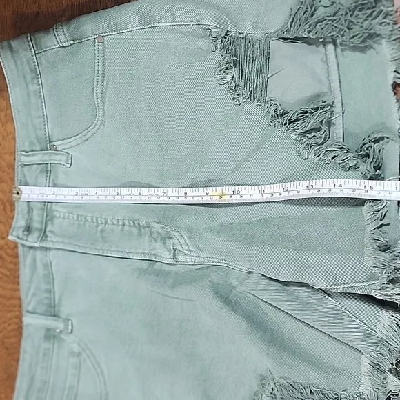 Risen 💚NWOT💚 Denim Shorts Frayed Distressed Shark Bites XL EUC