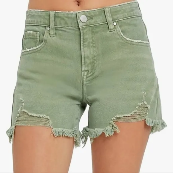 Risen 💚NWOT💚 Denim Shorts Frayed Distressed Shark Bites XL EUC
